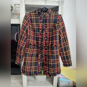 Multi-Color/Plaid Midnight Velvet Ladies Peacoat Sz Small Pit To Pit 20"